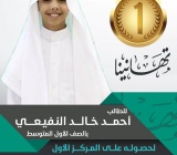 إنجاز| البطل أحمد خالد النفيعي بالصف الأول المتوسط فوزه وحصوله على المركز الأول
