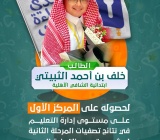 إنجاز الطالب الموهوب خلف أحمد الثبيتي بطلًا للقراءة على مستوى تعليم الطائف حيث فاز بالمركز الأول